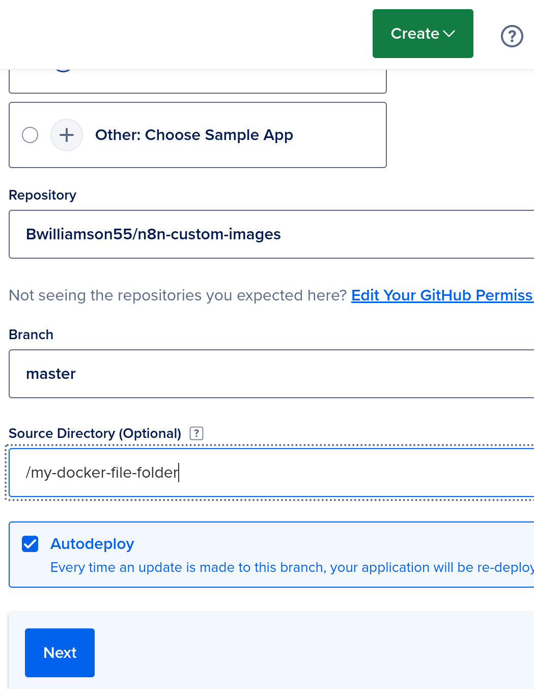 Select your github repository