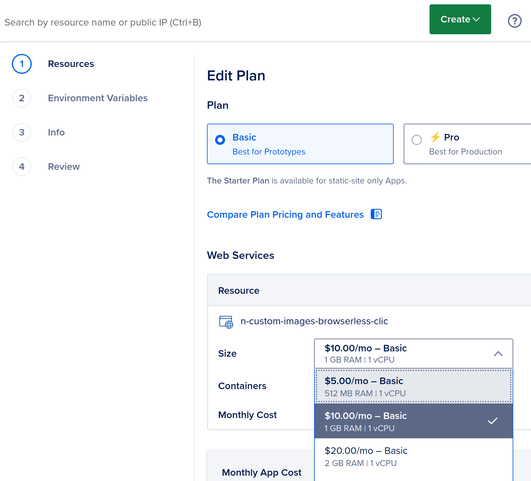 Edit app plan details