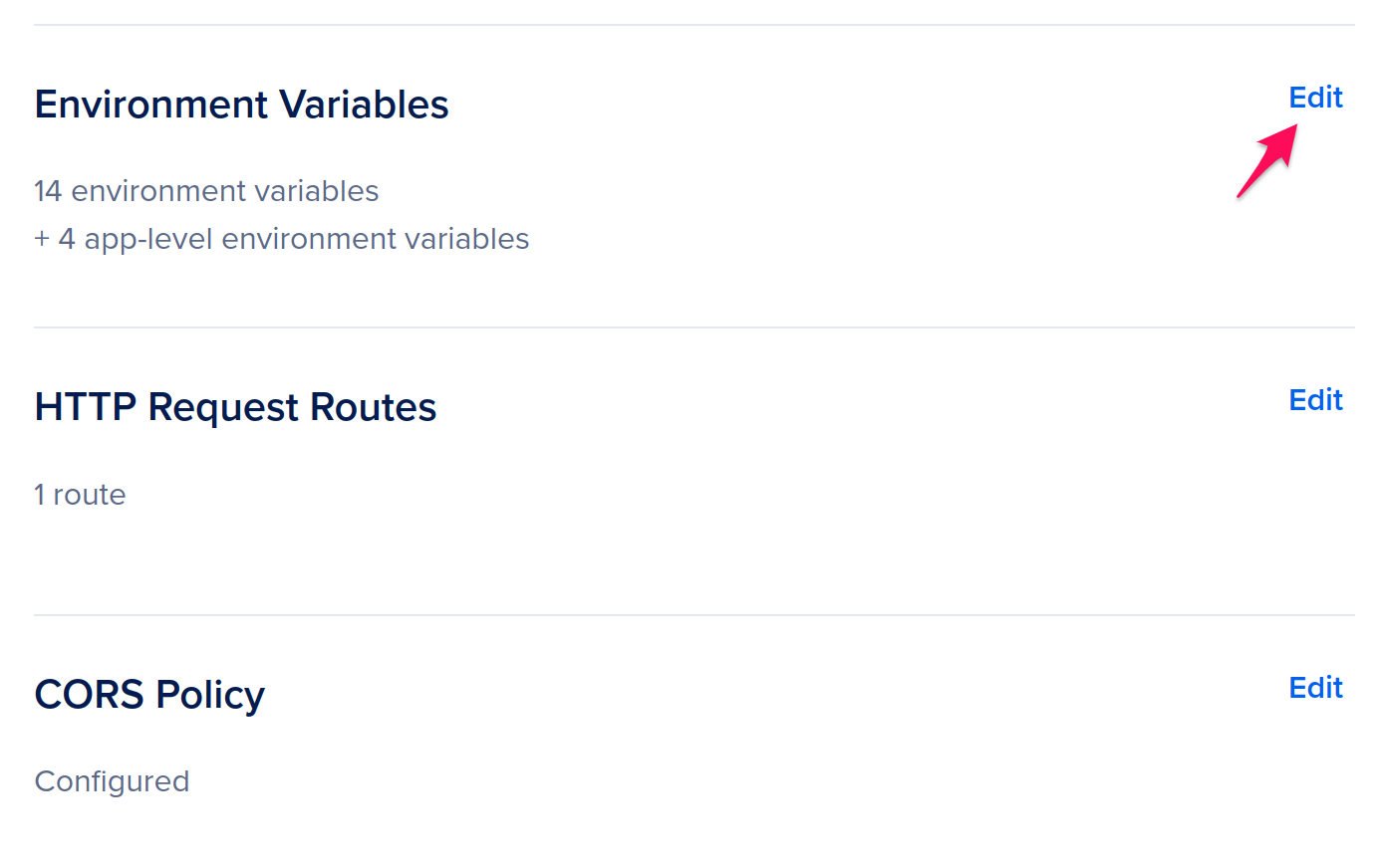 Edit app env vars