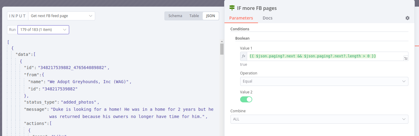 n8n if node checking for next page