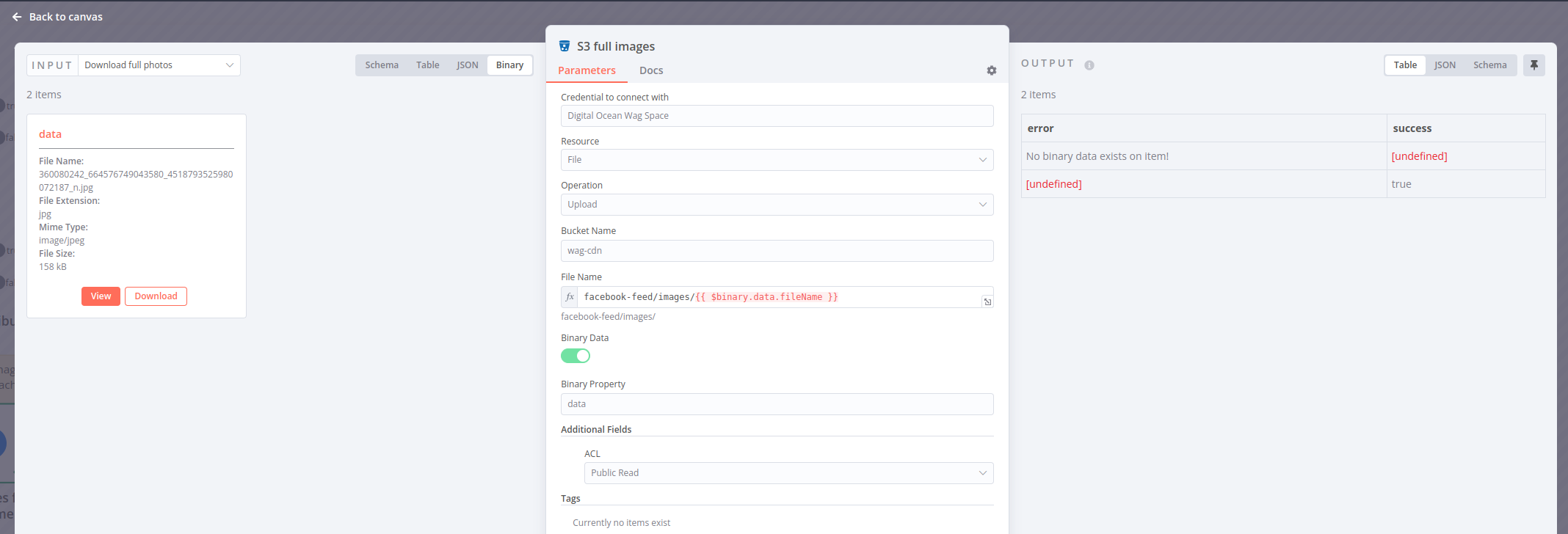 n8n s3 node in action