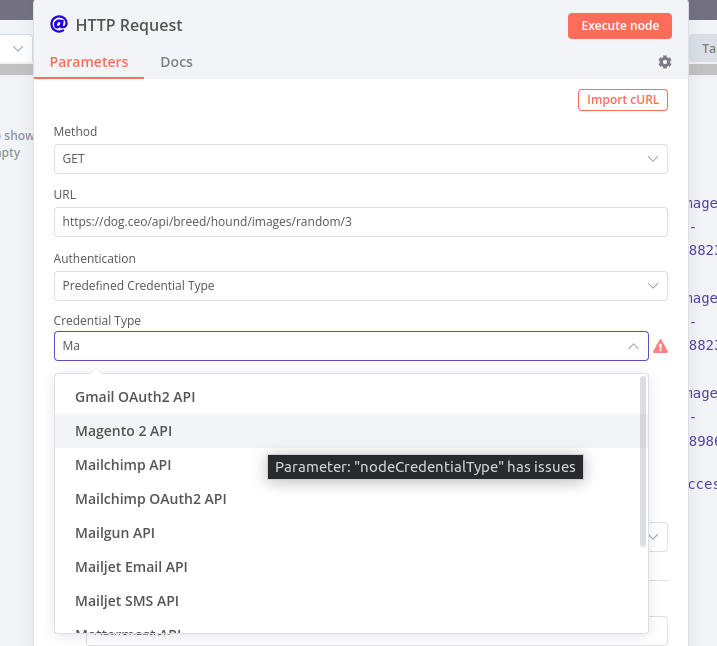 Magento predefined credential type in dropdown list