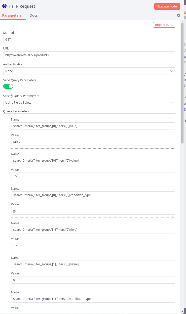 n8n http node import result
