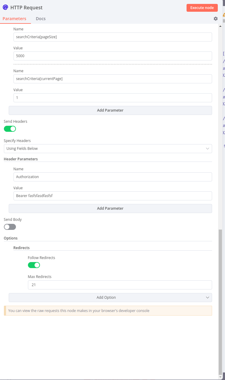n8n http node import result