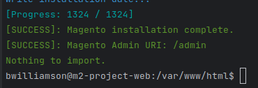 ddev magento uri output