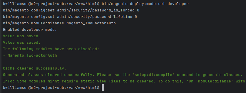 bin/magento command output