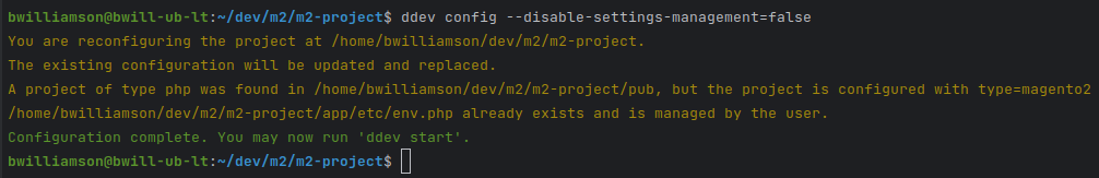 ddev config enable output