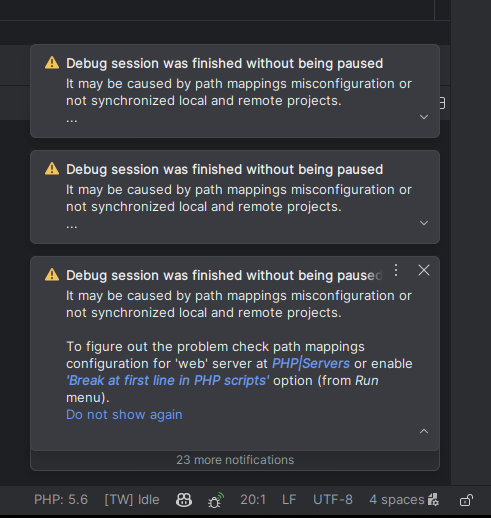 phpstorm-xdebug popups