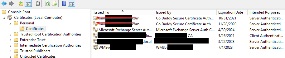 Certificates mmc key icon