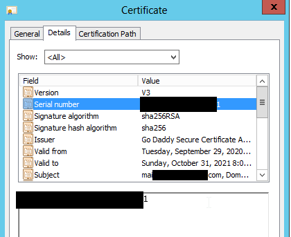 Serial Number details