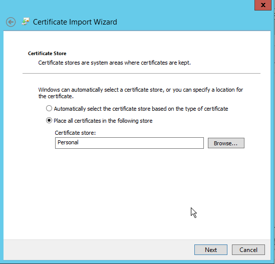 Cert import wizard