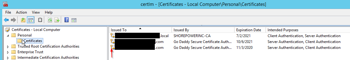 Certificates mmc
