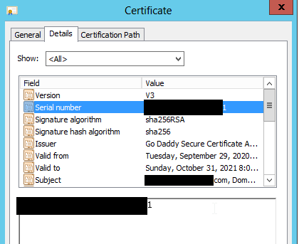 Cert serial number