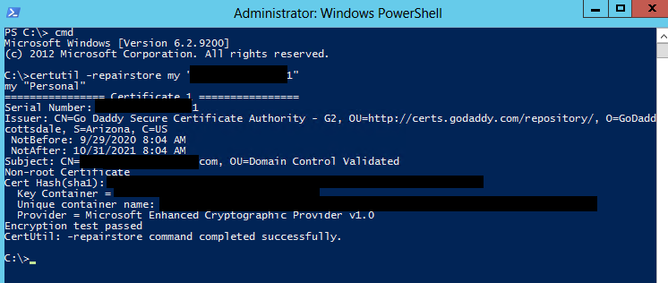 Powershell to fix key